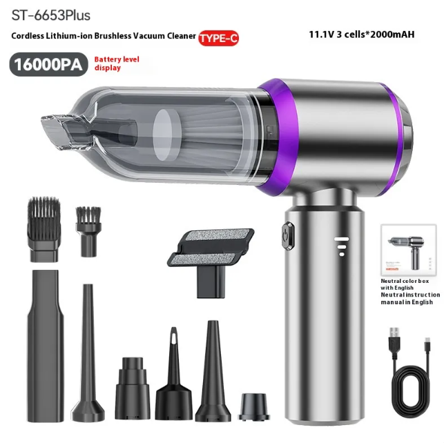 Portable Cordless Car Vacuum – Powerful Brushless Suction