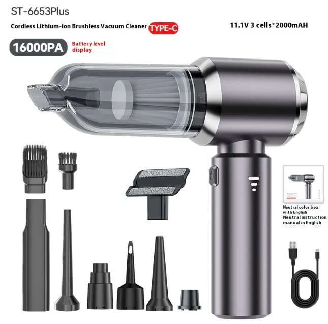 Portable Cordless Car Vacuum – Powerful Brushless Suction