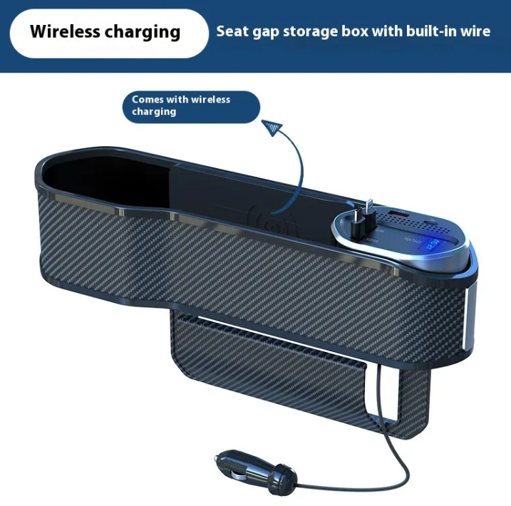 Car Seat Gap Organizer with Wireless Charging Option